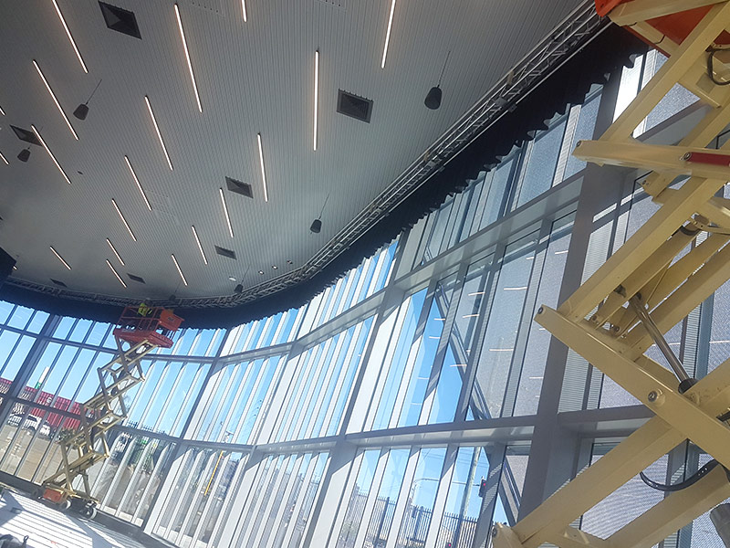 installing the komatsu large custom curtains